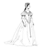 A coloring page of renaissance clothing